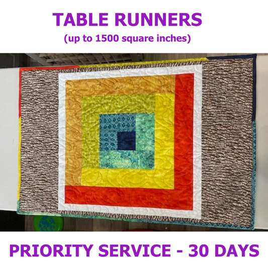 Priority Fee for Table Runner Size Quilt Project (30 Day turn around)